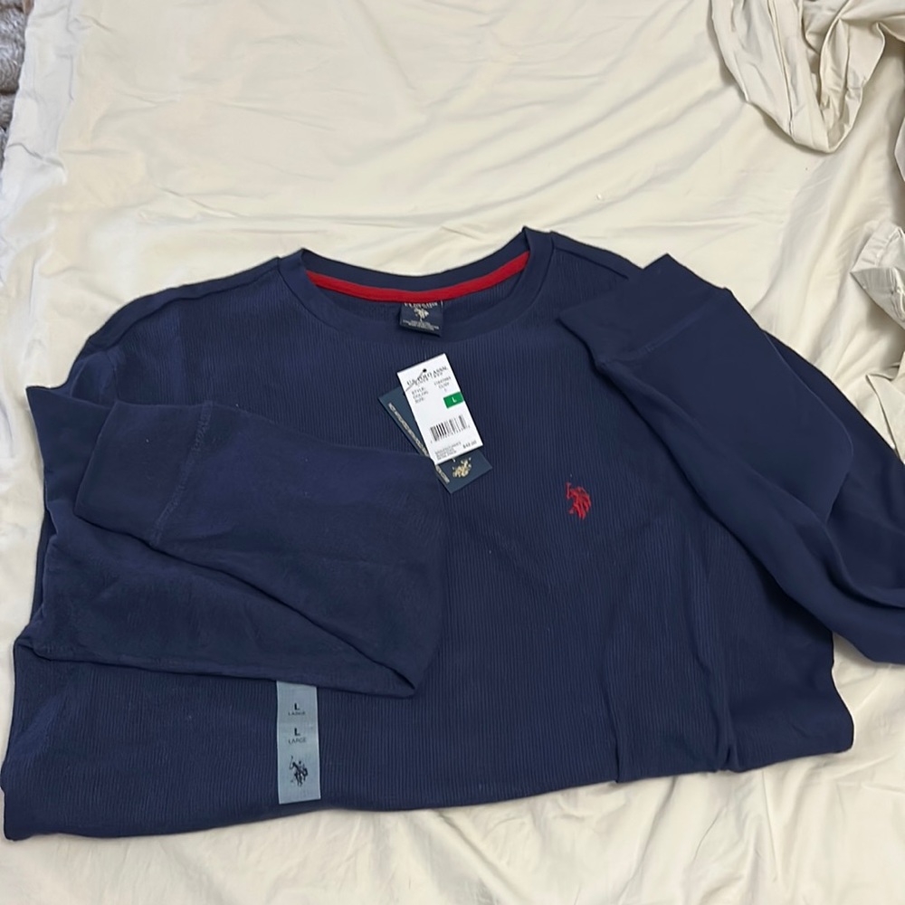 Mens U.S. polo assn. L navy 100% cotton thermal long sleeve